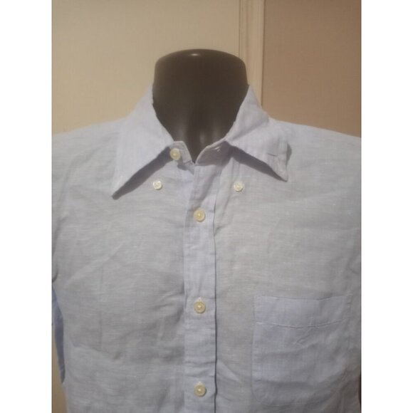 Brooks Brothers Regent Fit Short Sleeve Linen Blue Small S Original Polo Shirt - Picture 5 of 12